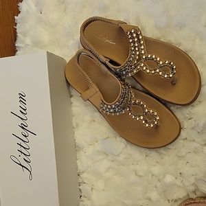 Littleplum Elegance Apricot bead arch support slingback thong sandal 39 8  NEW…